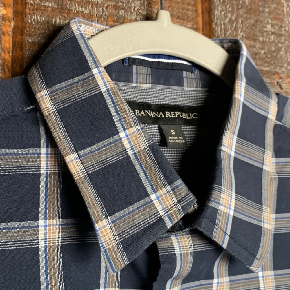 Banana Republic mens button up shirt size small navy preppy business casual - Picture 3 of 11